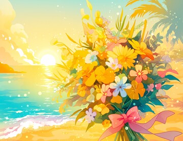 海景花束图花束海景沙滩2