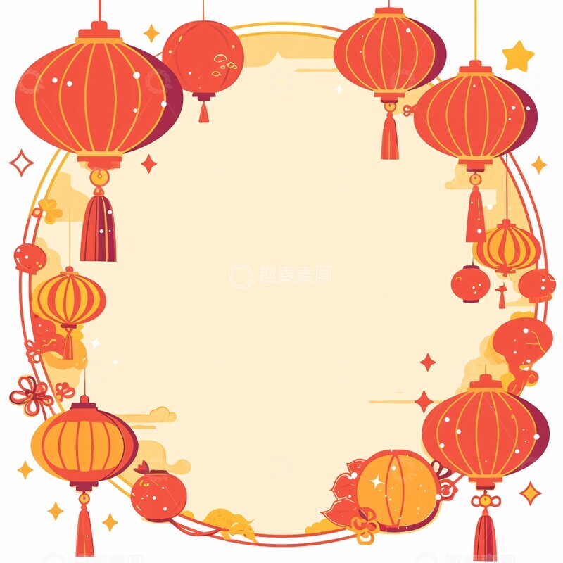 高清大图下载【趣麦麦图】蛇形灯笼边框1