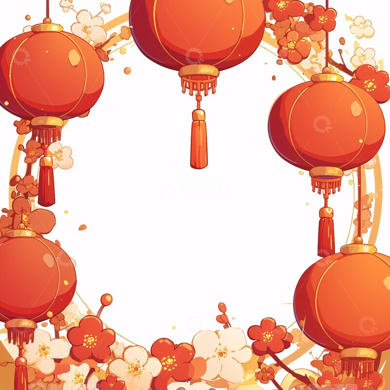 高清大图下载【趣麦麦图】蛇形花灯边框2