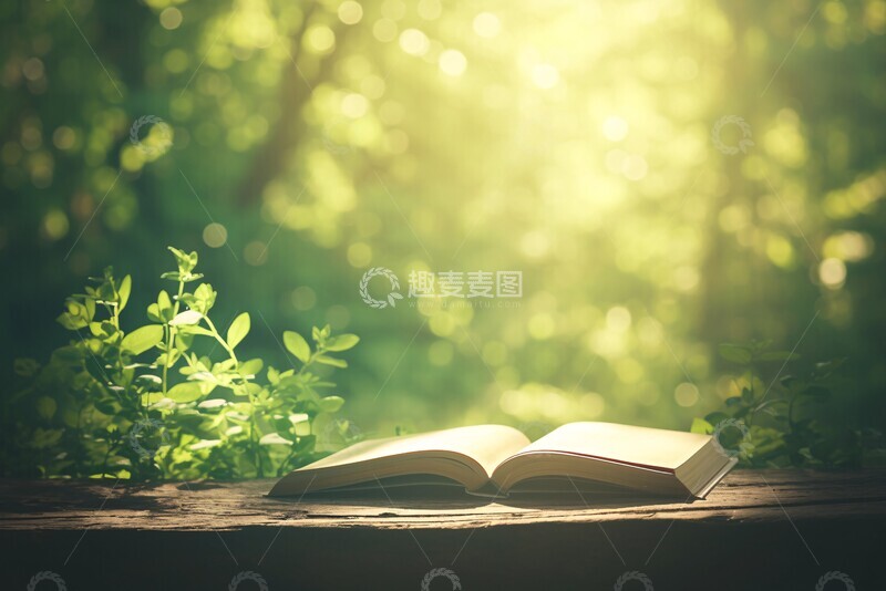 高清大图下载【趣麦麦图】开放书籍静置桌上1