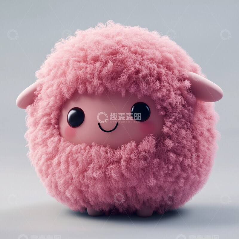 高清大图下载【趣麦麦图】粉色羊脸球形2