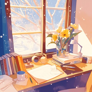 窗边书桌上的静物1
