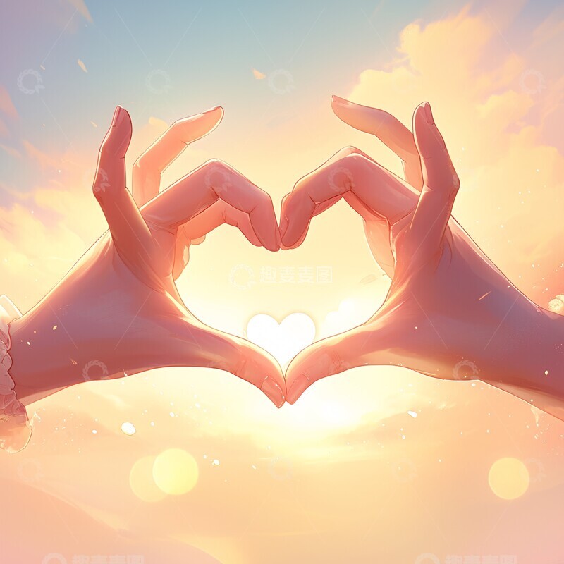 高清大图下载【趣麦麦图】双手心形阳光