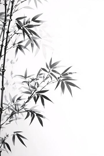 竹叶水墨画竹叶水墨线条1