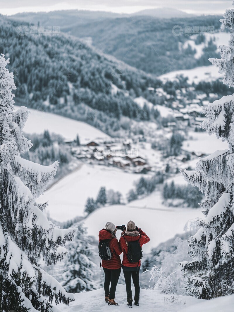 高清大图下载【趣麦麦图】雪山顶上的合影