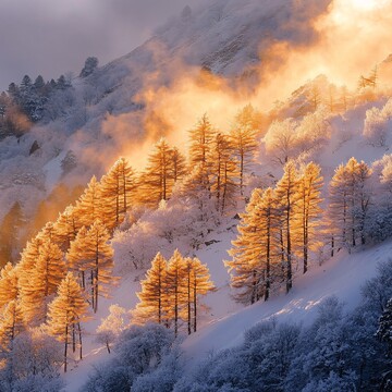 雪树金光照耀