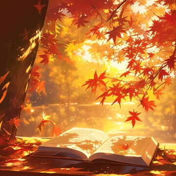 枫叶与书枫叶枝条树叶