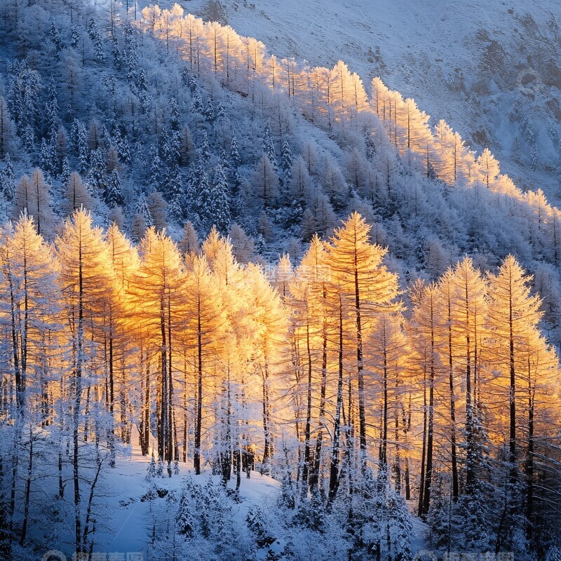 高清大图下载【趣麦麦图】雪树金光照耀1