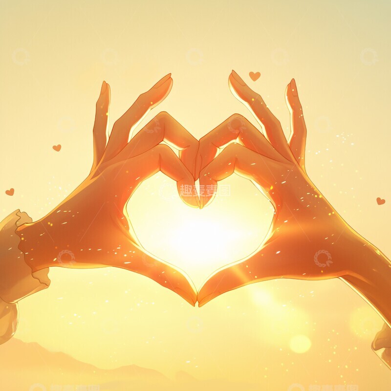 高清大图下载【趣麦麦图】双手心形阳光1