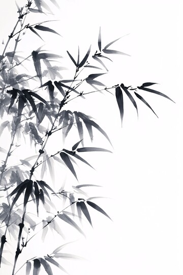 竹叶水墨画竹叶水墨线条2