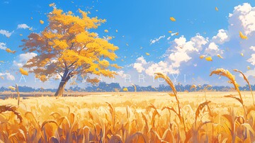 秋树金叶小麦田2