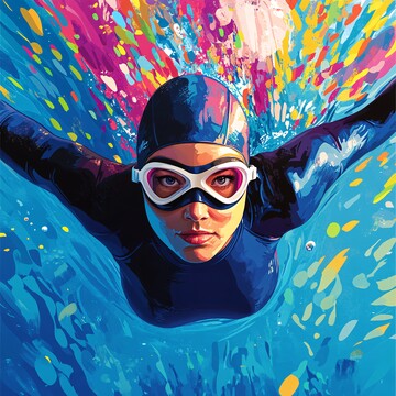 女子泳者漫画插图