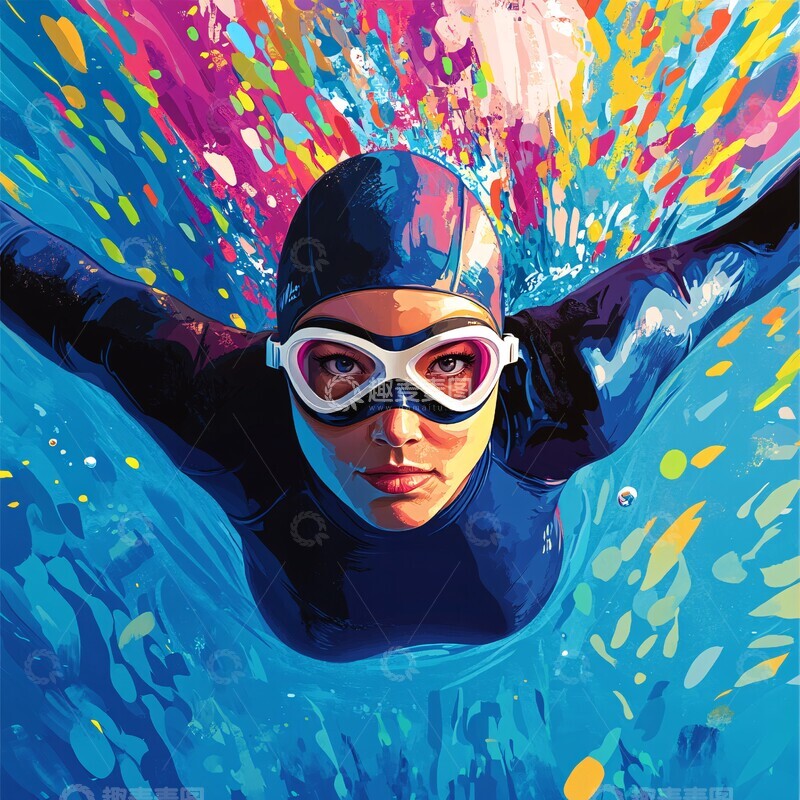 女子泳者漫画插图