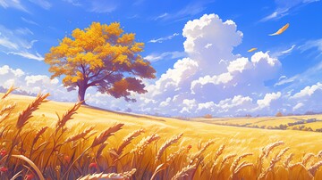 秋树金叶小麦田3