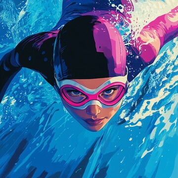 女子泳者漫画插图1