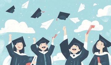 毕业生抛纸飞机