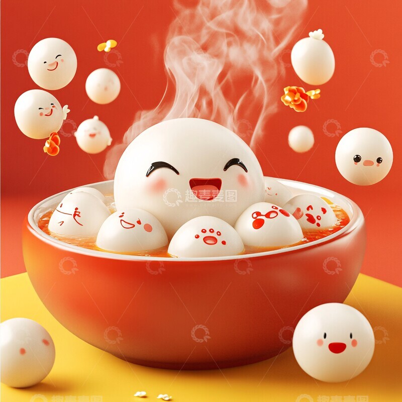 高清大图下载【趣麦麦图】元宵卡通表情碗