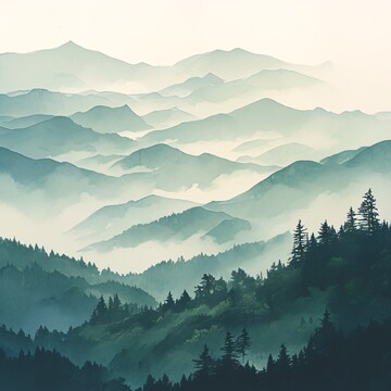 青山远雾图青山远雾山峰1