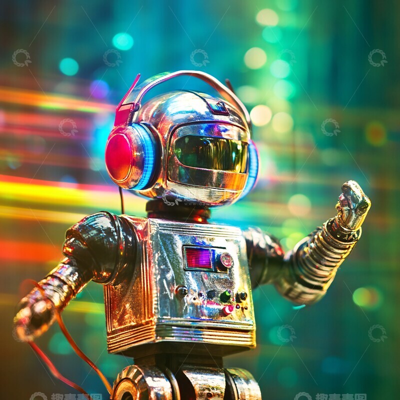 高清大图下载【趣麦麦图】复古机器人跳舞1