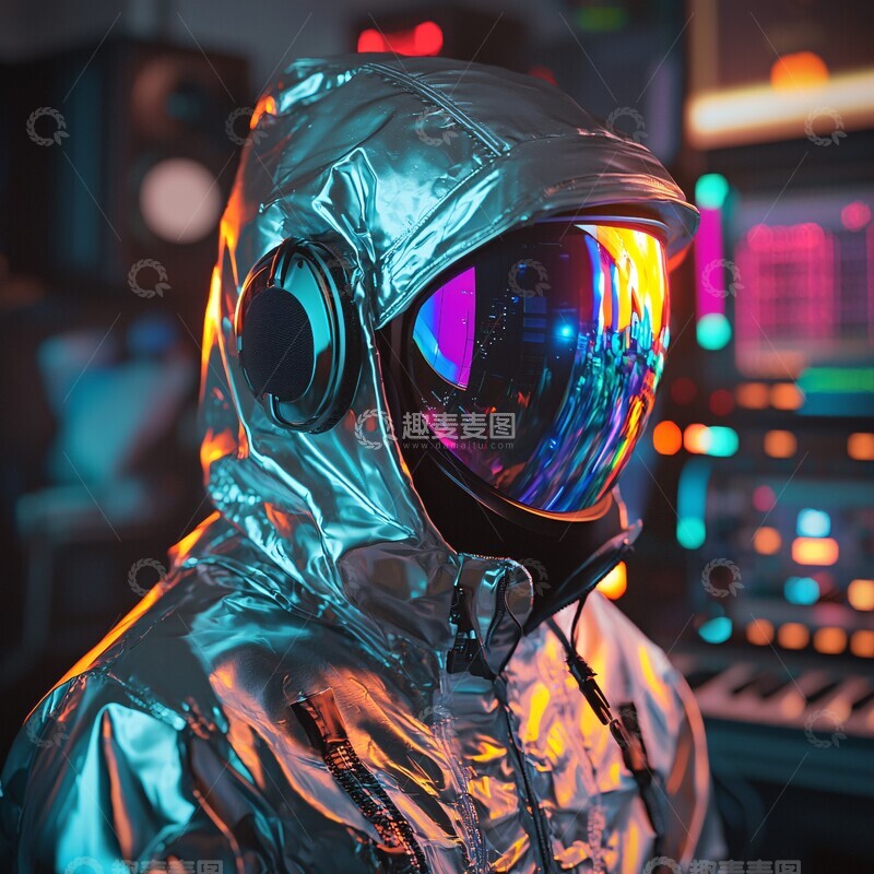 高清大图下载【趣麦麦图】银色头盔音乐室