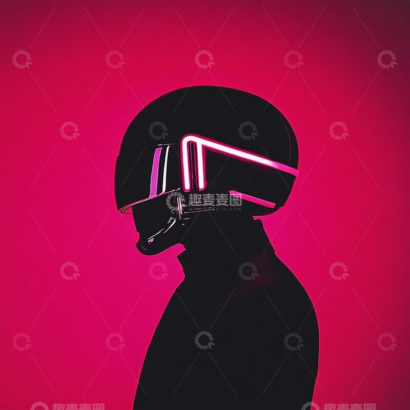 高清大图下载【趣麦麦图】霓虹灯机器人头3