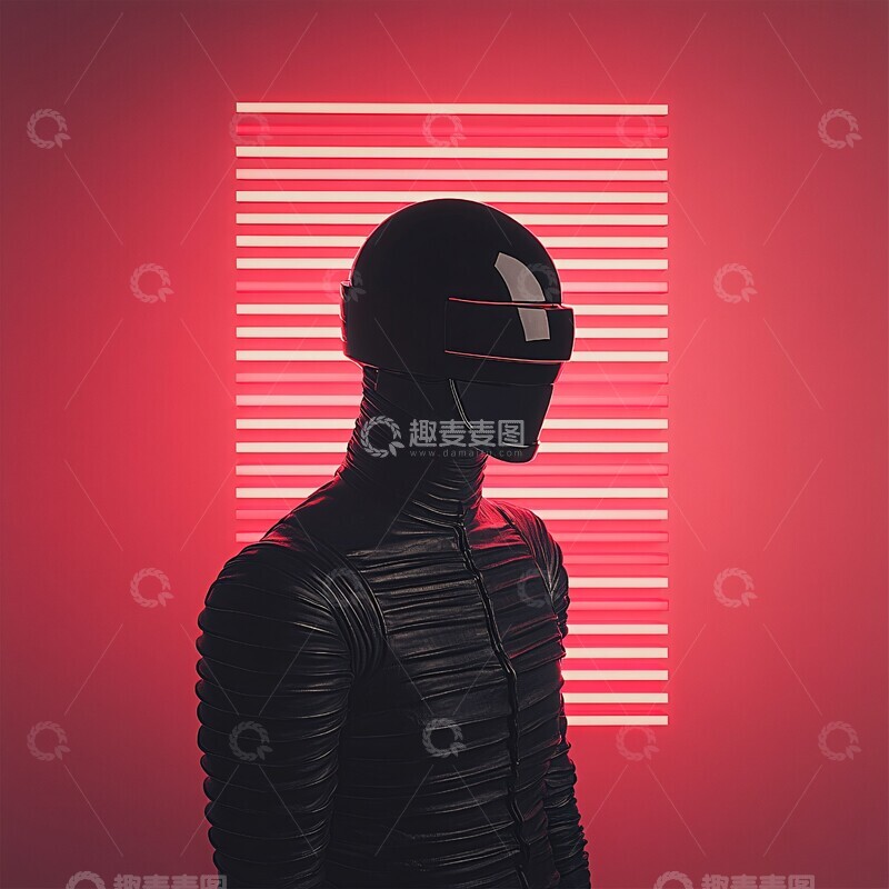 高清大图下载【趣麦麦图】霓虹灯机器人头1