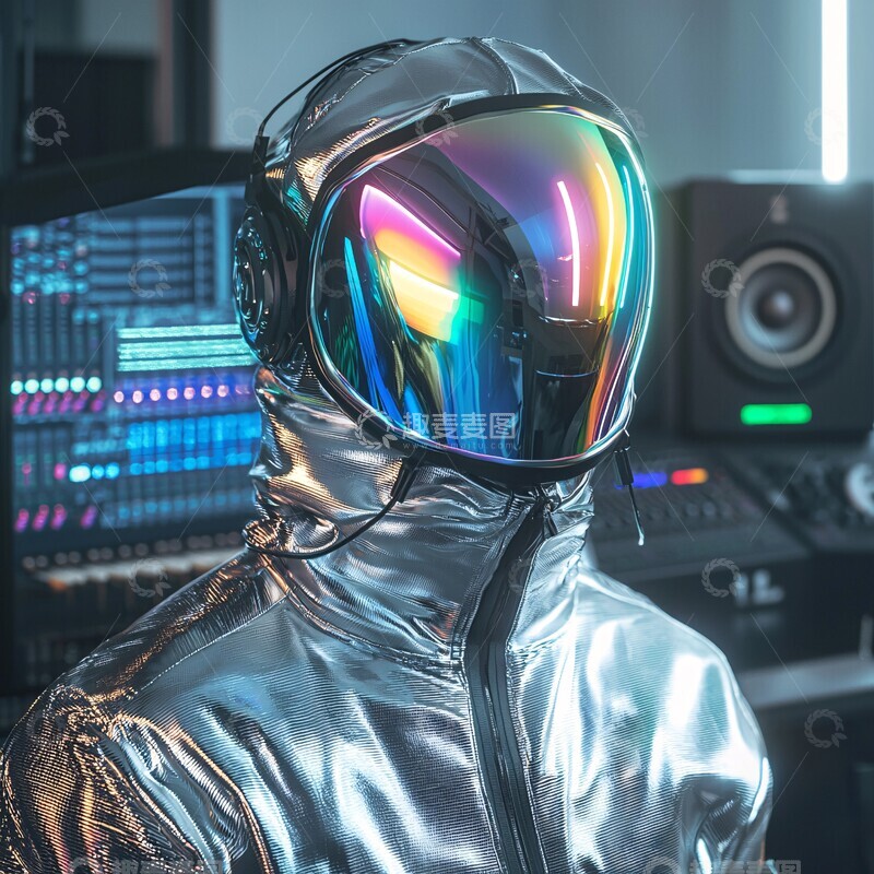 高清大图下载【趣麦麦图】银色头盔音乐室3