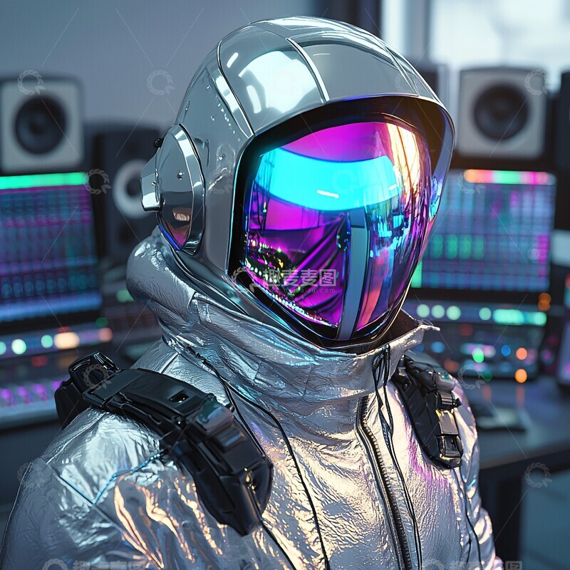 高清大图下载【趣麦麦图】银色头盔音乐室1