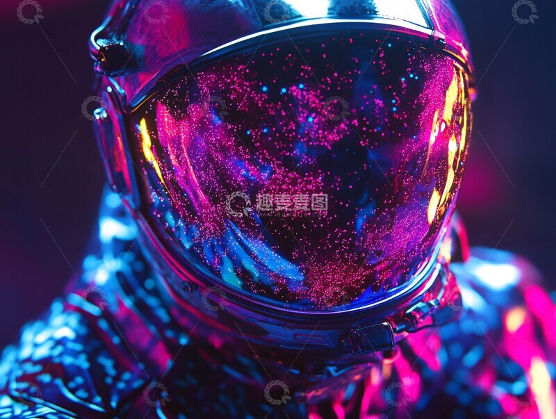 高清大图下载【趣麦麦图】霓虹宇航员肖像1