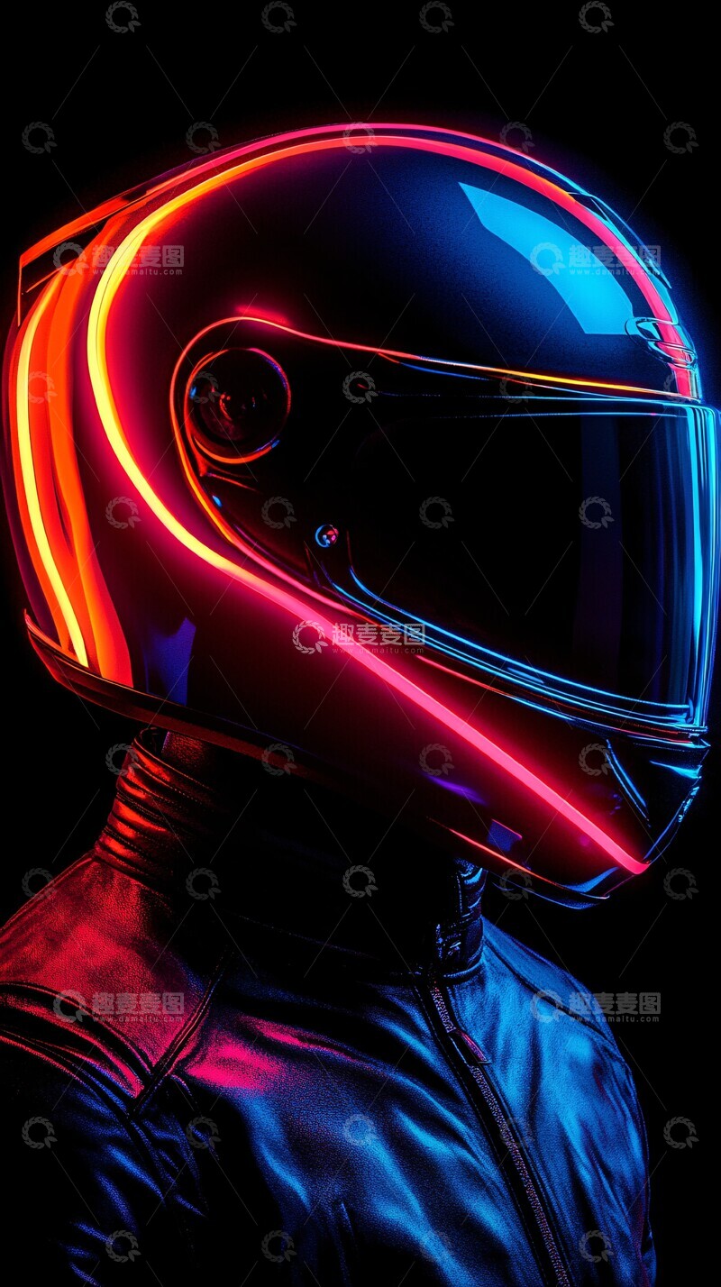高清大图下载【趣麦麦图】霓虹骑士头盔2