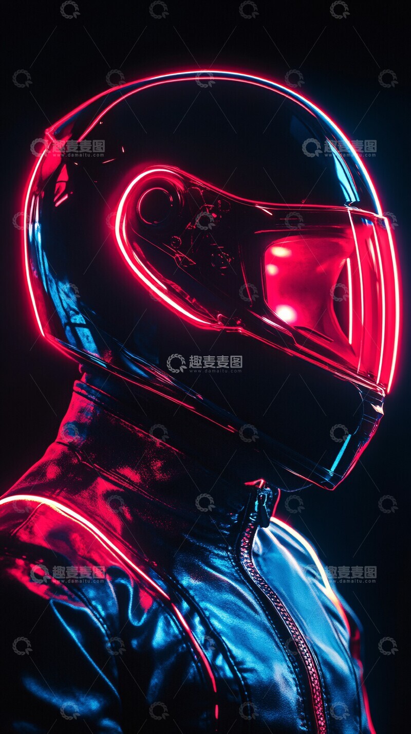 高清大图下载【趣麦麦图】霓虹骑士头盔