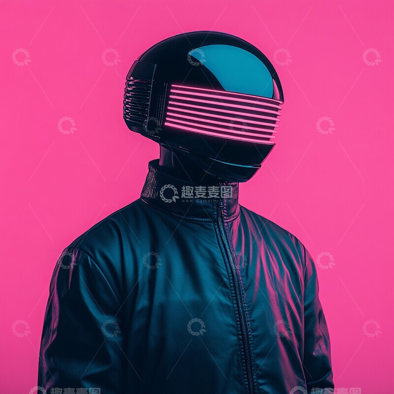 高清大图下载【趣麦麦图】霓虹灯机器人头2