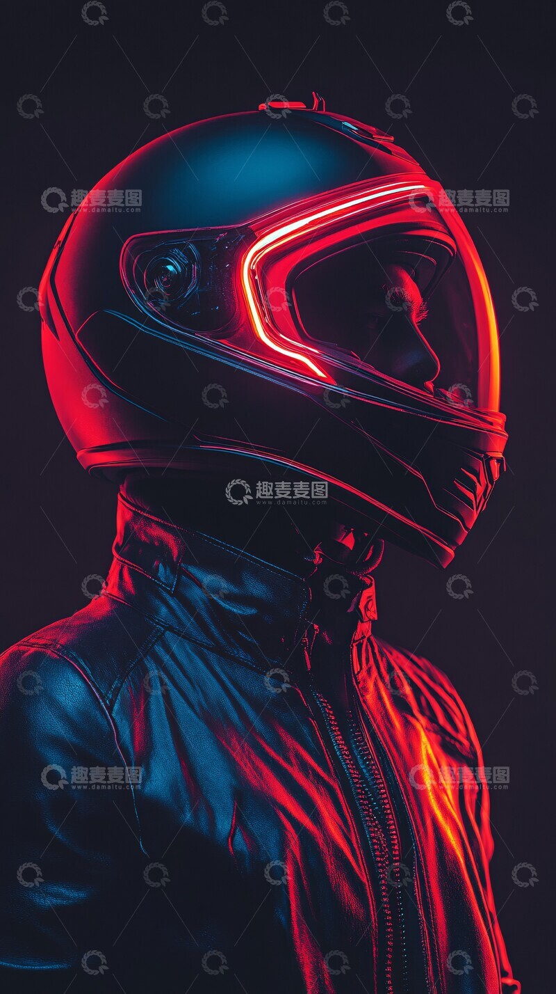 高清大图下载【趣麦麦图】霓虹骑士头盔1