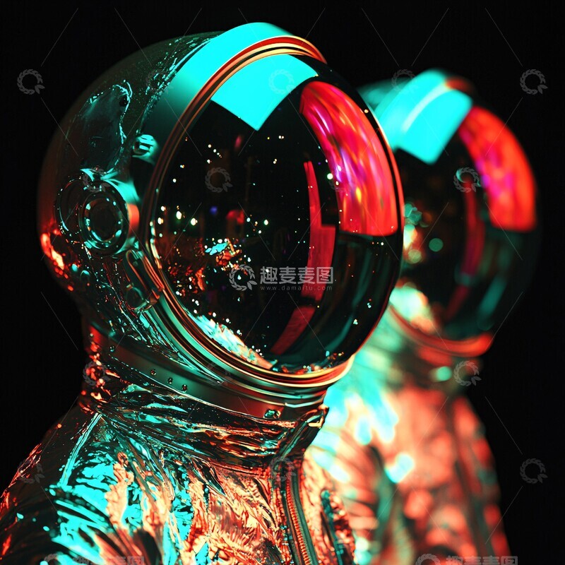 高清大图下载【趣麦麦图】宇航员玻璃质感1
