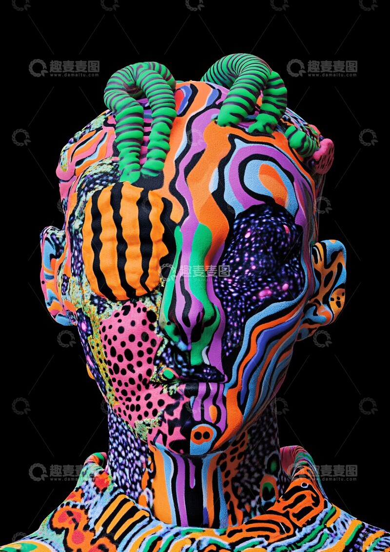 高清大图下载【趣麦麦图】赛博生物星云头1