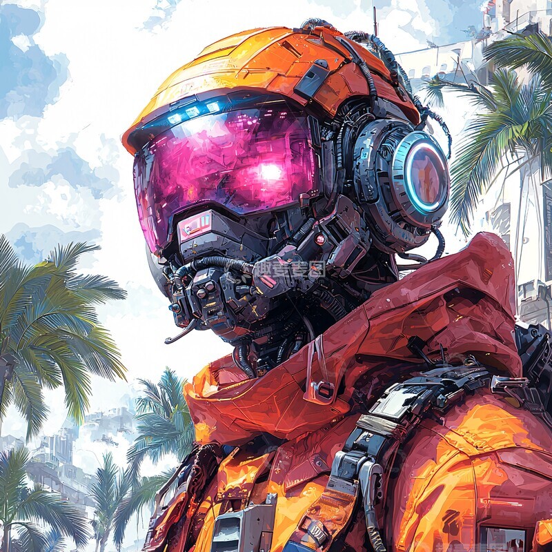 高清大图下载【趣麦麦图】热带机器人热带机器人霓虹1