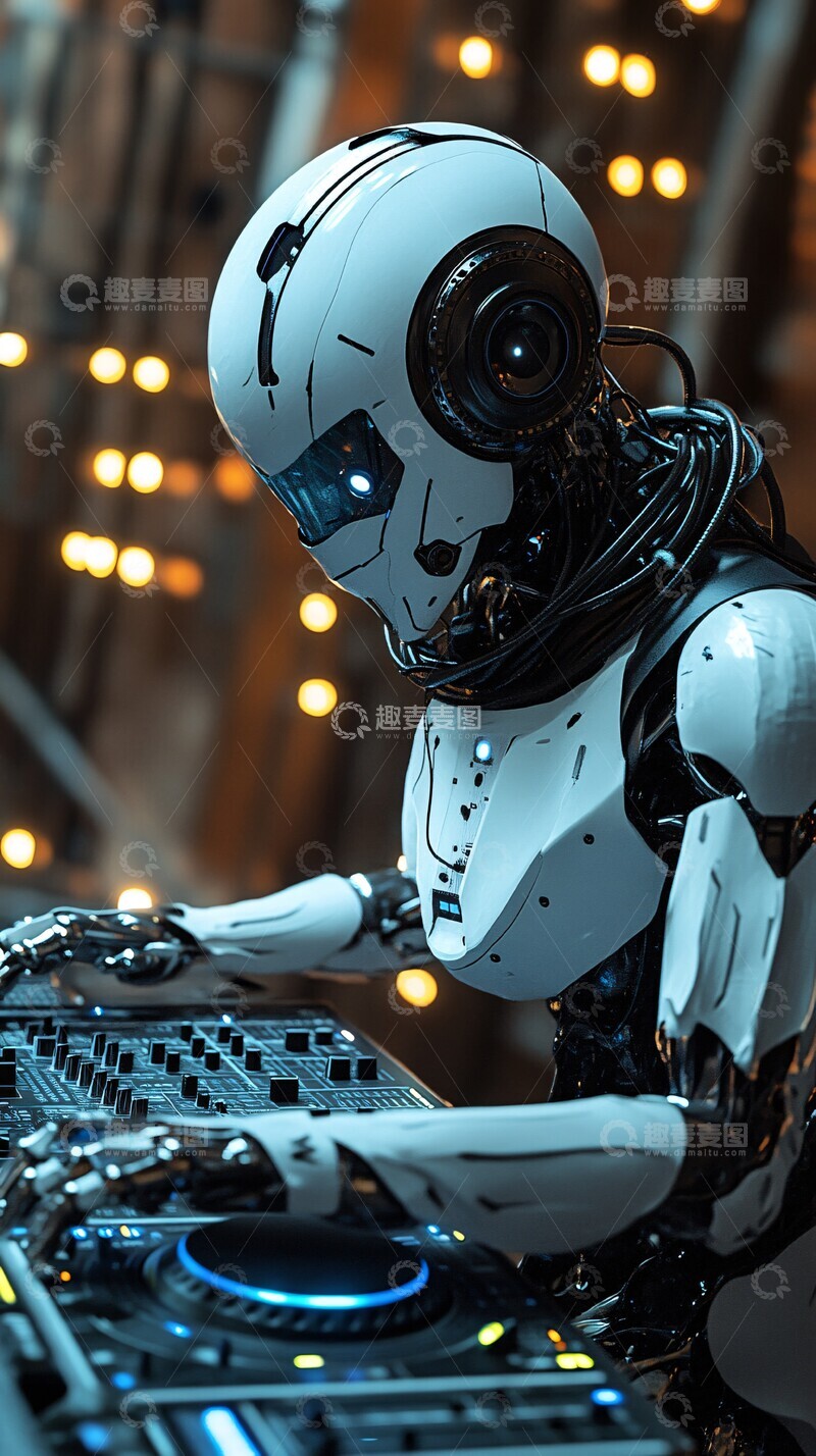 高清大图下载【趣麦麦图】赛博使用调音台