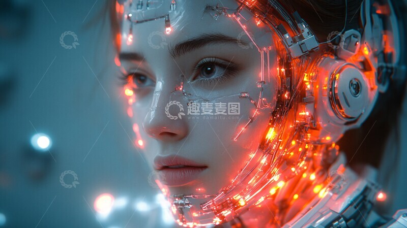 高清大图下载【趣麦麦图】女性半机械头1