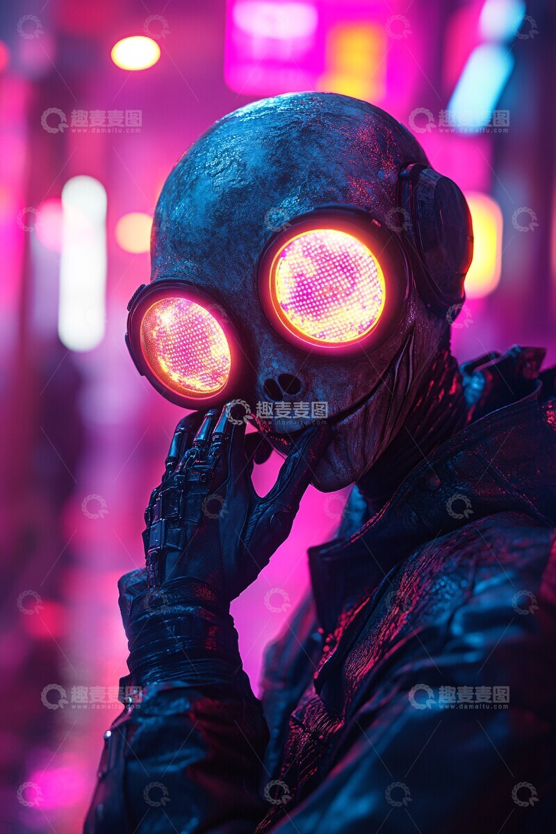 高清大图下载【趣麦麦图】外星人赛博朋克造型