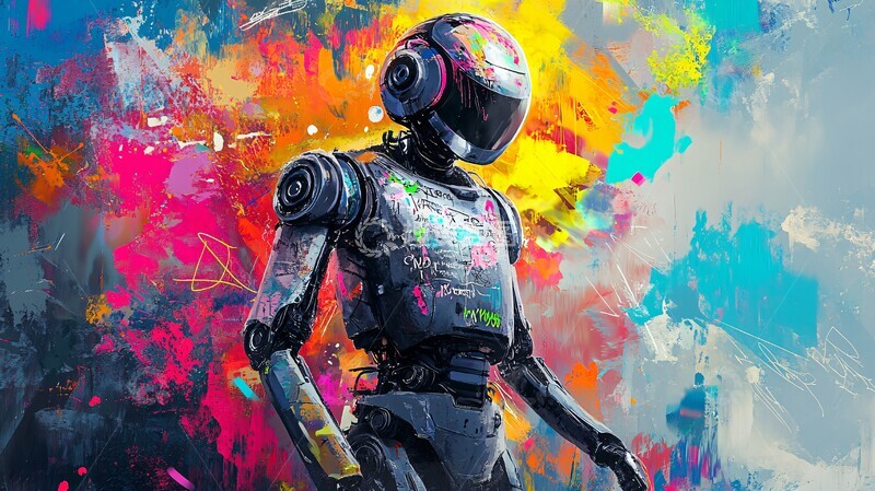 高清大图下载【趣麦麦图】机器人涂鸦艺术