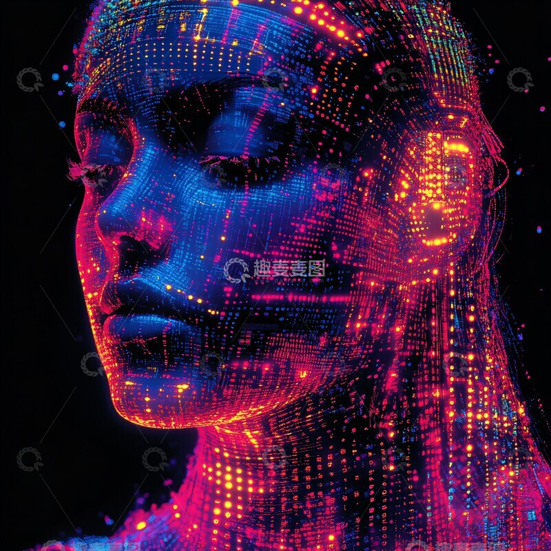 高清大图下载【趣麦麦图】电路人形头像1