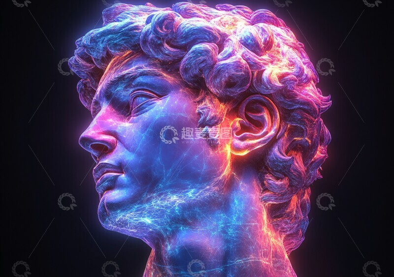 高清大图下载【趣麦麦图】彩色数码雕塑人头1