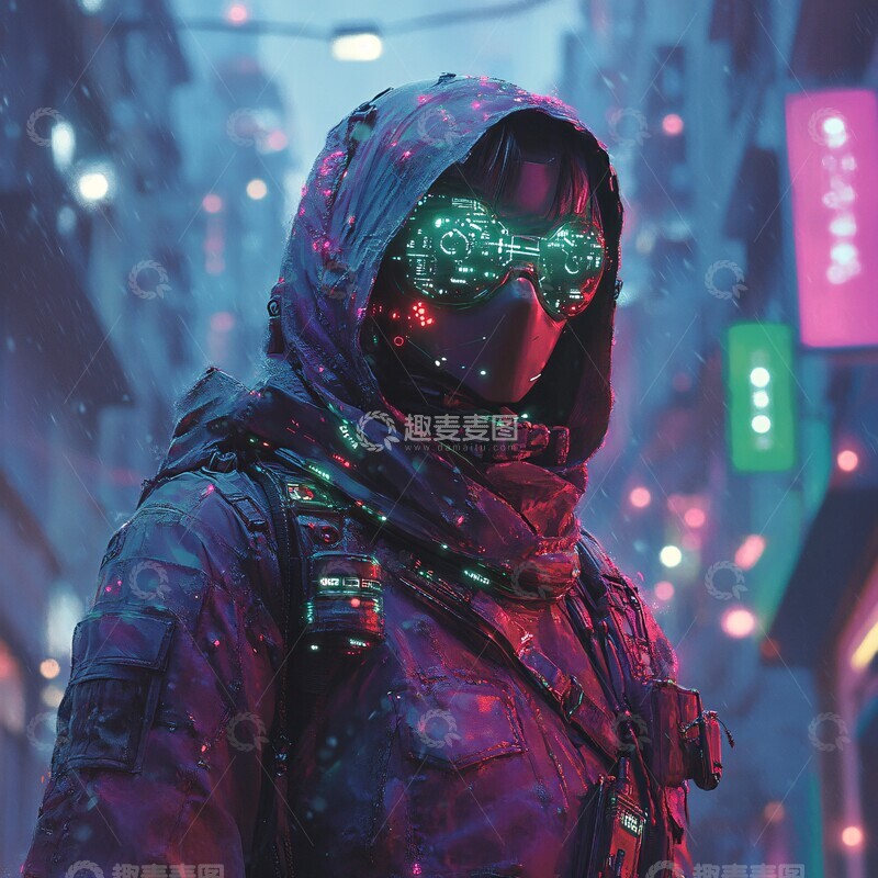 高清大图下载【趣麦麦图】紫色绿色赛博角色1