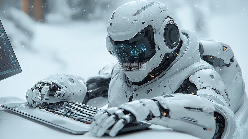 高清大图下载【趣麦麦图】机器人打字机器人打字键盘1