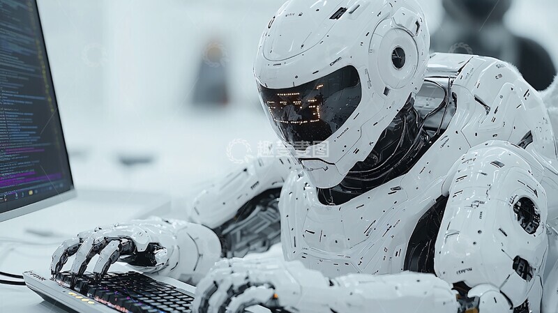 高清大图下载【趣麦麦图】机器人打字机器人打字键盘