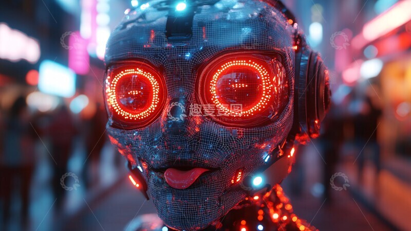 高清大图下载【趣麦麦图】机器人笑脸发电