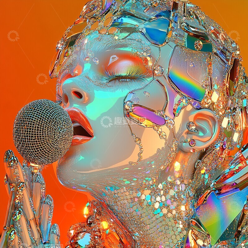 高清大图下载【趣麦麦图】彩虹水晶麦克风