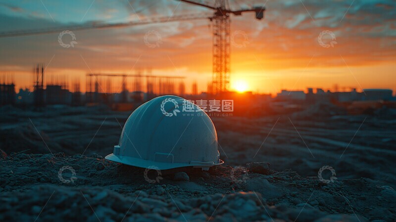 高清大图下载【趣麦麦图】工地安全帽晨景1