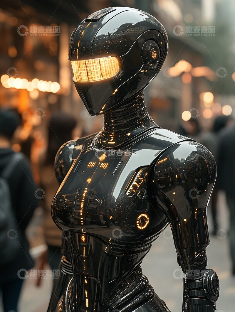 高清大图下载【趣麦麦图】镀铬玻璃机器人装饰