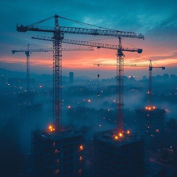 工地夕照工地夕照吊车1